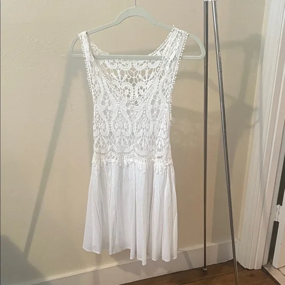 White Cotton Crochet Lace Dress - Picture 2 of 3